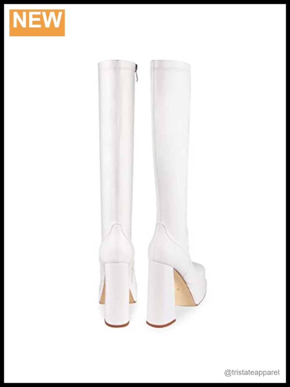 Platform Knee High Boots Faux Leather Block Heel Zip Up Cosplay - Picture 5 of 6